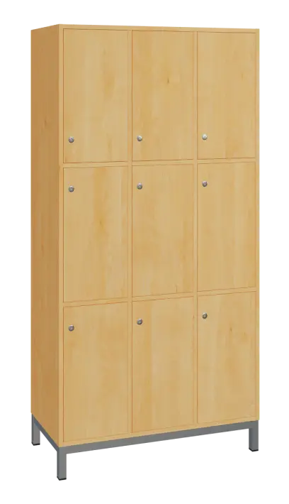 SBS-3333 šatní skříň 9-boxová, 1800x900x400 mm, kovové nohy, javor horský